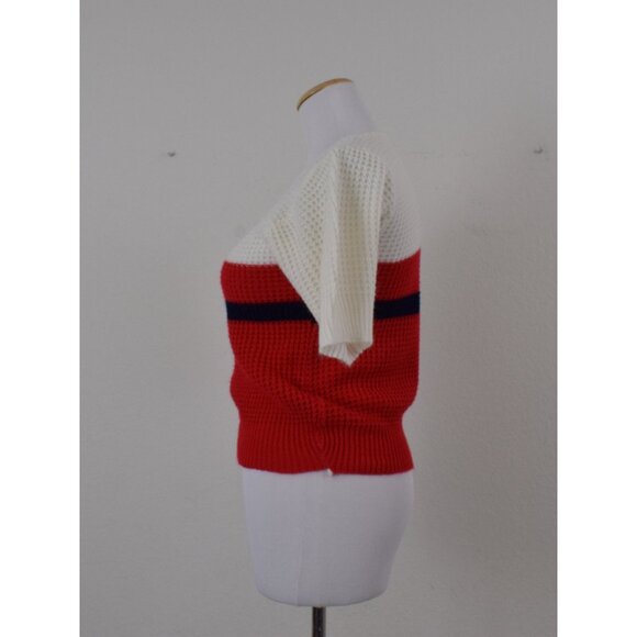 Vintage 80s Acrylic Striped Knit Blouse‎ - Picture 2 of 10